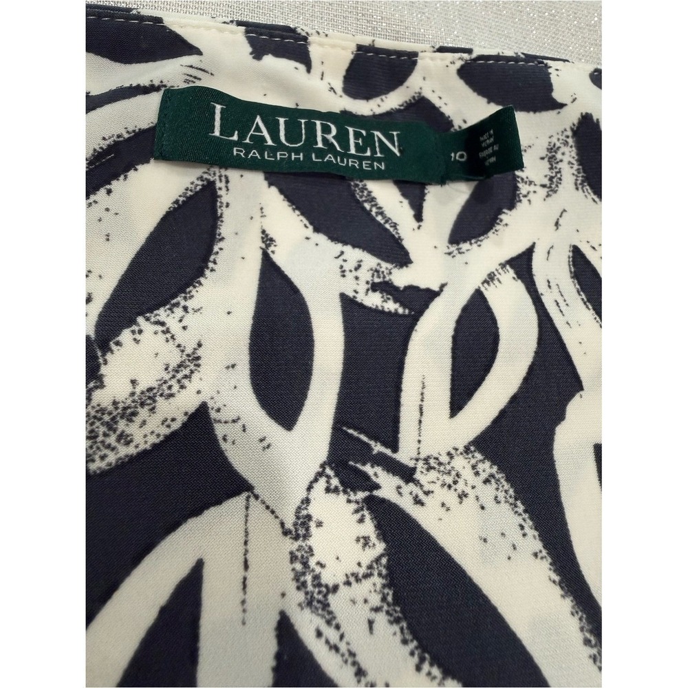 Ralph Lauren Womens Dark Grey and White Floral Pattern 3/4 Sleeve Dress Size 10 - Picture 4 of 6